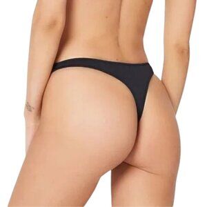 NWT l*space Rylee Itsy Pique Textured Thong Bikini Bottom in Black Sz. S